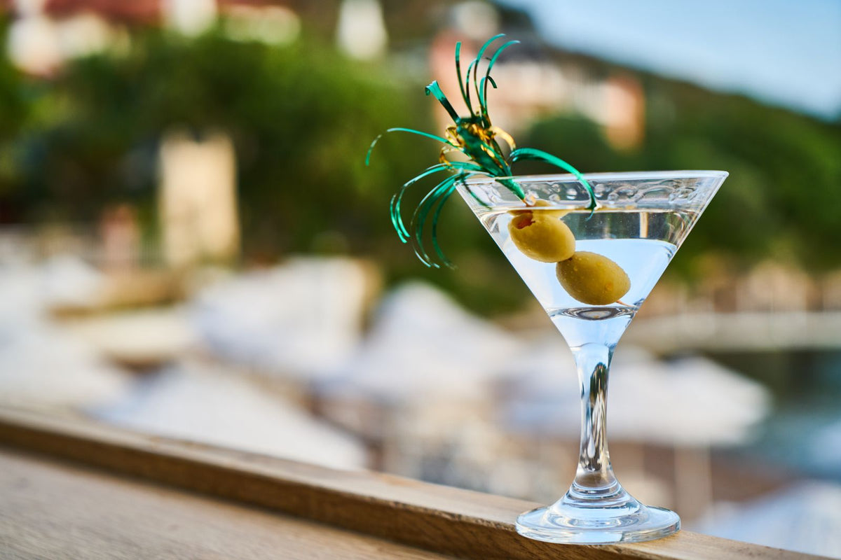Classic martini garnished with olives