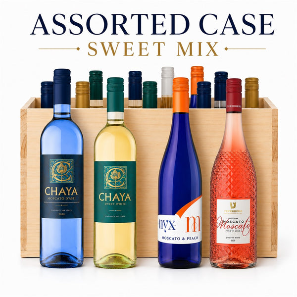 Sweet Wine Mixed Case - assorted sweet kosher wines in a wooden crate